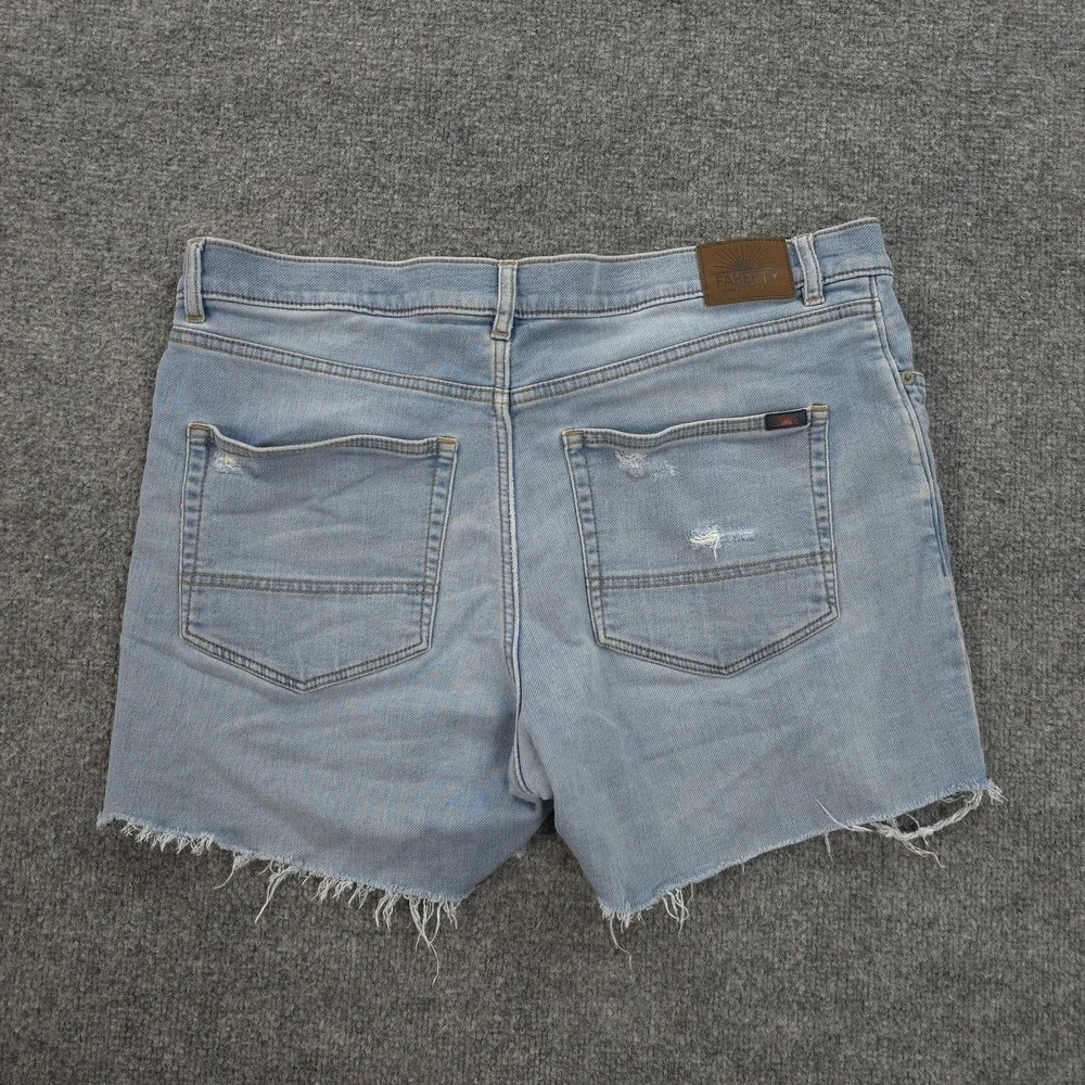 Faherty‎ Shorts Mens 35 Blue Denim Stretch Terry 5 Pocket Cutoff Summer Casual